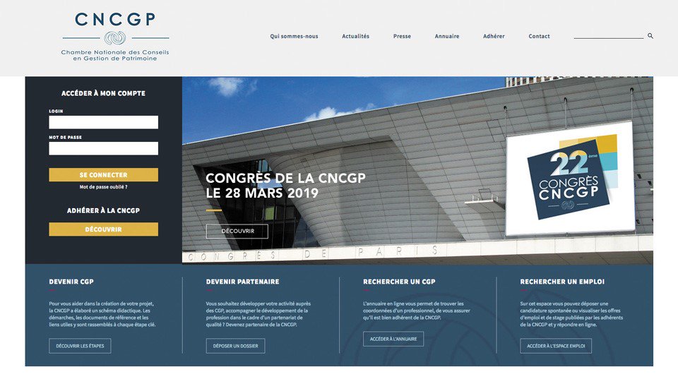 Le nouveau site de la <a href="/ChambreNCGP/">CNCGP</a> est en ligne ! Moderne, haut de gamme, avec un espace adhérent plus ergonomique : découvrez-le sans tarder ! cncgp.fr <a href="/BenoistLombard/">Benoist Lombard</a>