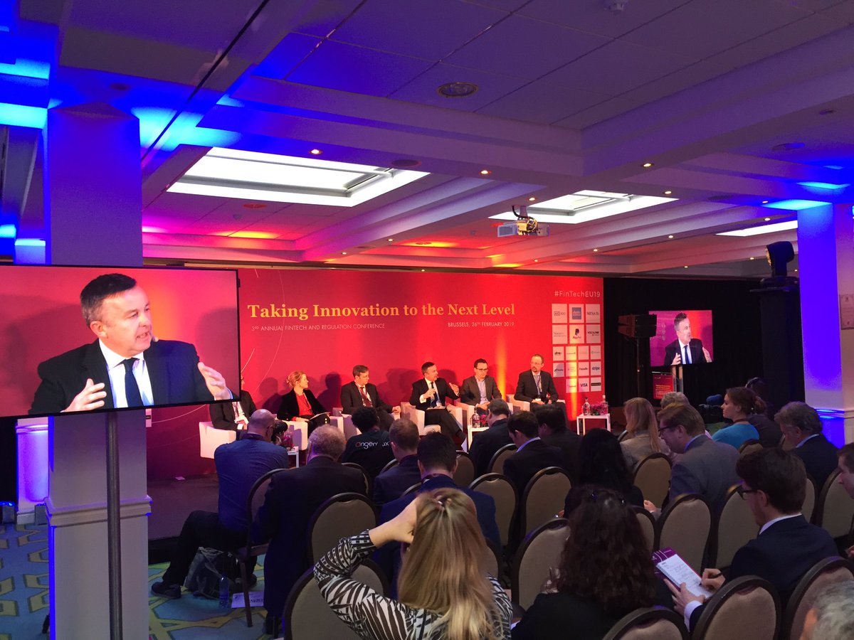 brianhayesBPFI's tweet photo. Really interesting to chair a panel discussion today on whether Europe is able and willing to innovate? If Europe wants to compete with the likes of US and China on #Fintech, then rapid innovation should be the norm #FinTechEU19 @michaeldarcy https://t.co/GUn7d4fyMK