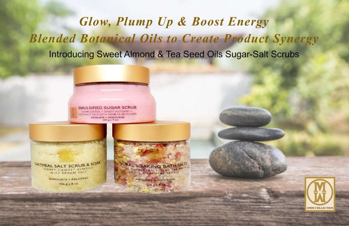 OMMCollection's tweet photo. A Lifestyle Wellness for Vitality, Self Care and Relaxation. Experience a Zen Moment with OMM Sweet Almond &amp; Tea Seed Oils Sugar-Salt Scrubs...
#zenmoment #wellness #relaxation #vitality #farmtobeauty #sugarscrub #saltscrub #naturaloils #luxuryskincare #spalover #selfcare https://t.co/fEpc9xDFmt