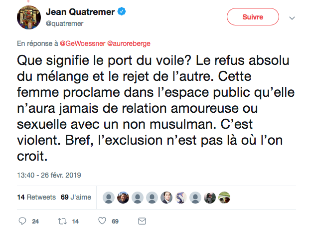 Emmanueldi's tweet photo. Ne jamais oublier que la condition première d'une femme dans l'espace  public c'est d'être accessible à la relation amoureuse ou sexuelle pour  un homme. Sinon, « c'est violent » pour le mâle. https://t.co/rGcCCkgj1N