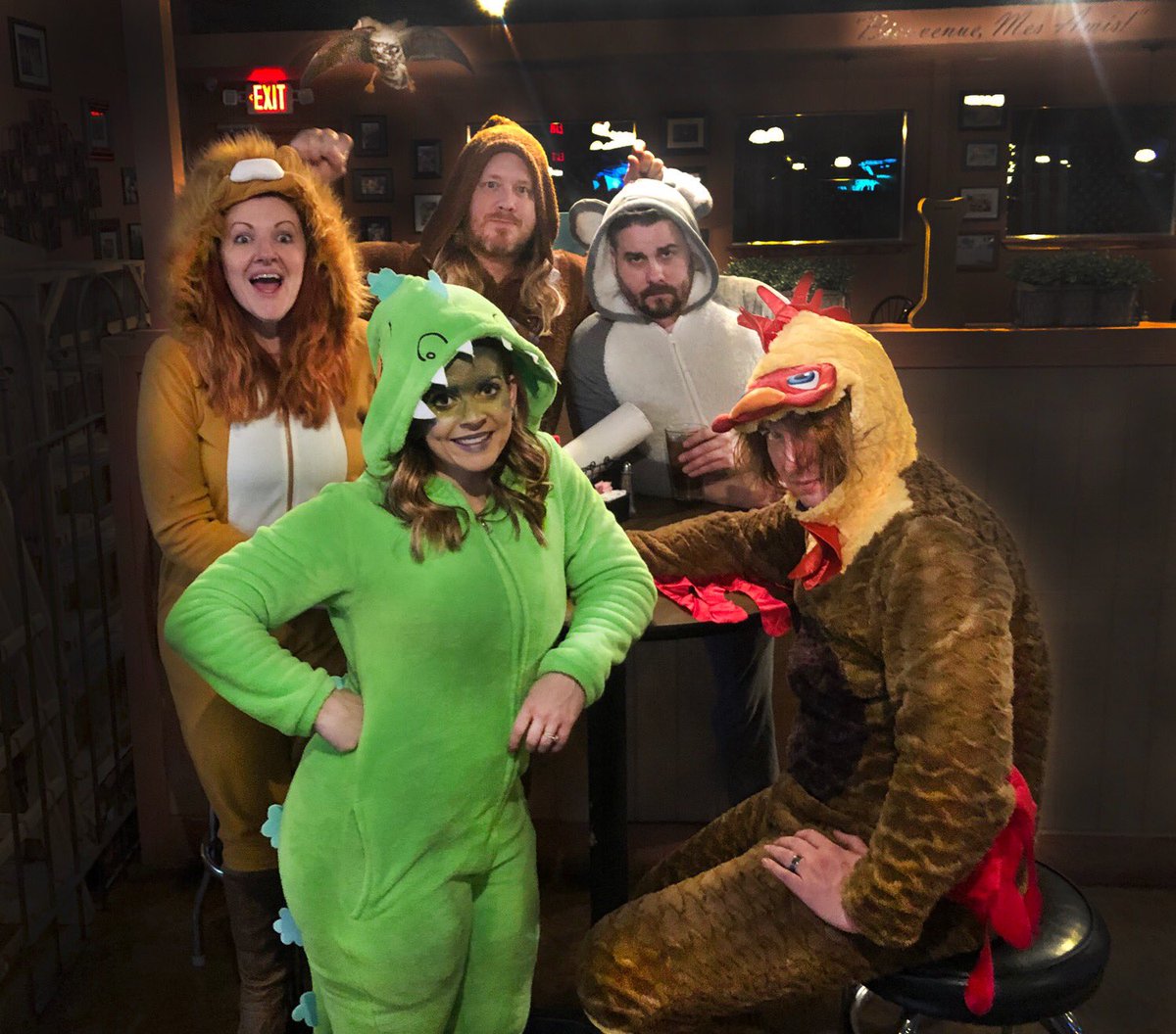 JukeboxVandals's tweet photo. We brought our #onesie game on strong Saturday night at #Toupsies. It was a helluva good time as always.
#taxidermy #fowl #exit #lampasas #jukeboxvandals #coverband https://t.co/dIX11YWCBH