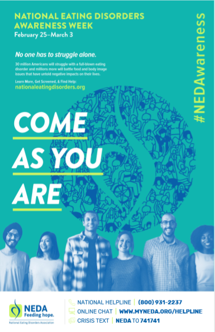 network4hlth's tweet photo. February 25th- March 3rd is National Eating Disorders Awareness Week. "Eating disorders don't happen in a vacuum -- they are complex bio-social illnesses that affect all kinds of people of all ages, genders, ethnicities, or backgrounds." - @NEDAstaff #NEDAwarenessWeek https://t.co/JRLT5y3TVC