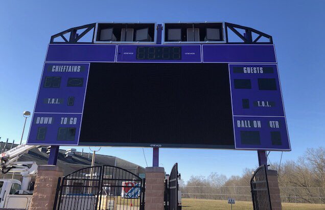 PatONevco's tweet image. Getting closer to powering up the new 16mm #videoboard with custom split #scoreboard and Stadium Pro 2000 sound system at Logan High School!