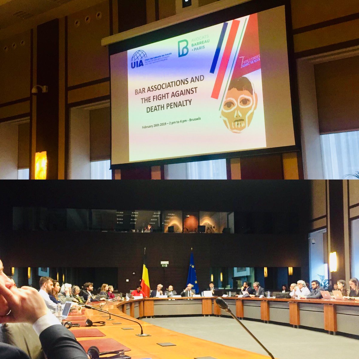 Abogacia_es_ue's tweet image. Comienza nuestra asistencia al #7CongressECPM en el acto organizado por @Avocats_Paris y la @UnionIntAvocats sobre las acciones de la #Abogacía contra la #penademuerte 
cc @AbogaciayDDHH @Abogacia_es @DBFBXL @ProtectLawyers