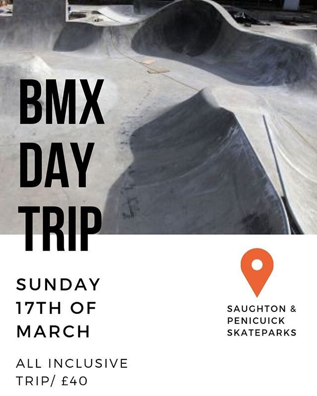 We have a BMX day trip through to the east coast coming up. £40 for the day with all your meals, snacks, drinks etc included. For more information or to book a space, give us a DM or phone us up 📞. Limited spaces available. 🚲🤘🏻🚌