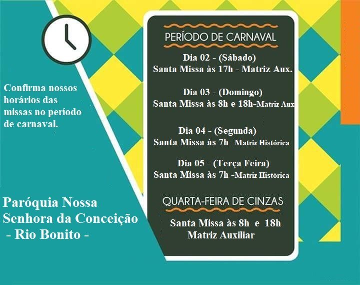pnsconceicaorb's tweet photo. Horários das Missas – período de carnaval https://t.co/mJoIkT36DH https://t.co/s3au2IJxCo