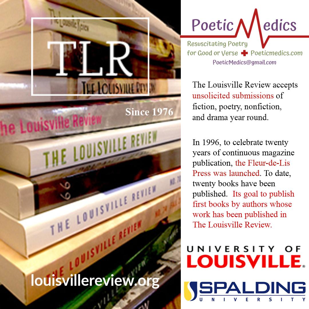 poeticmedics's tweet photo. The Louisville Review accepts unsolicited submissions year round! graphicdesign @ Tamartsy #poetry #poem #poems #poet #poets #poetrycommunity #poetrycritique #writingpoetry #publishers #publishing #publishersofpoetry #poetrypublishermagazines #poetrypublisher #LouisvilleReview https://t.co/EZvmKz2CL9