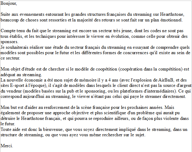 den_CCG's tweet image. Je voudrais réaliser une étude sectorielle sur :
"La coopétition a-t-elle sa place dans le Streaming"

Je cherche à recueillir le maximum d'input de tout streamer, acteur du secteur ou chercheur sur la question. Afin d'être le plus objectif possible. 

Version longue :