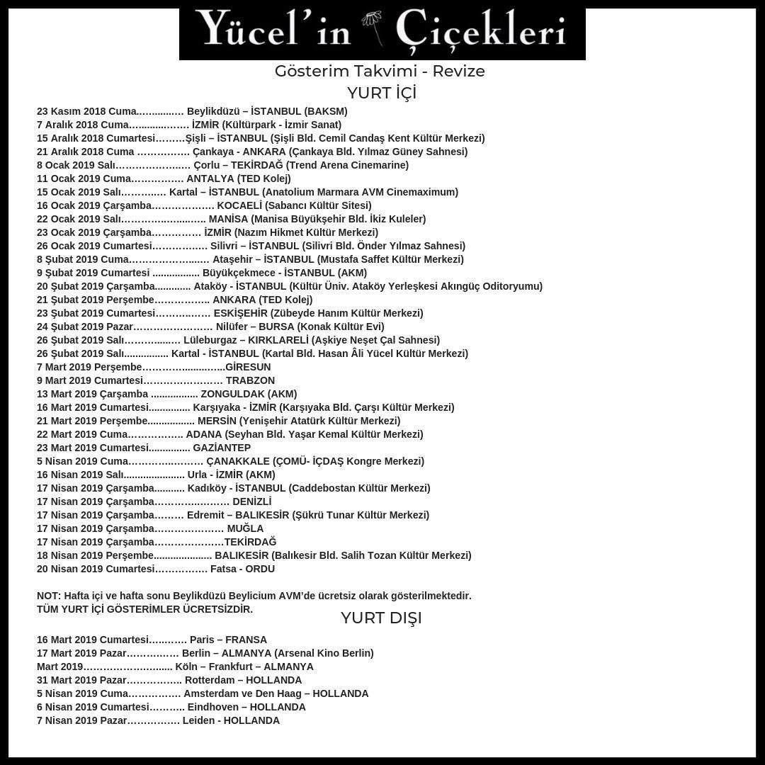 AtaturkveEgitim's tweet photo. #YücelinÇiçekleri Güncel Gösterim Takvimi

Fragman: https://t.co/5N8Gn2N1vd
#HasanAliYücel https://t.co/eb6muoZGKd