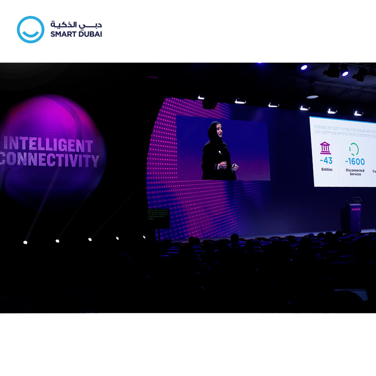 DigitalDubai's tweet photo. H.E Dr. @Aisha_BinBishr participated in the 2019 Mobile World Congress in Barcelona, the world's largest exhibition. Her Excellency shared #SmartDubai's journey and experience in designing smart cities, focusing on the Dubai's #PaperlessStrategy. https://t.co/bHs0uPspTc