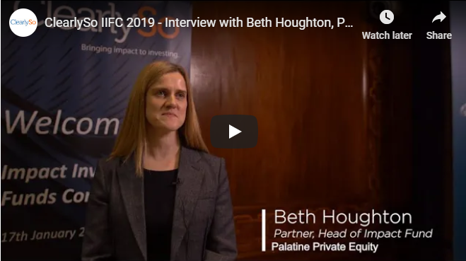 ClearlySo's tweet photo. During the @ClearlySo Impact Investment Funds Conference 2019, we were able to pull panel member Beth Houghton @palatinepe away from the crowd for an exclusive interview. Watch it here 👀 https://t.co/nA9HVLdDbD 👀 #impinv #investing https://t.co/llZrpYDSVp