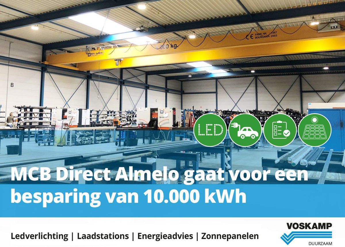 De oude lichtlijnen in de productiehal van MCB Direct in Almelo
zijn vervangen voor 26 Highbay armaturen. Het resultaat: Het lichtniveau is
aanzienlijk verhoogd en een besparing van 10.000 kWh 

#duurzaam #duurzaamondernemen