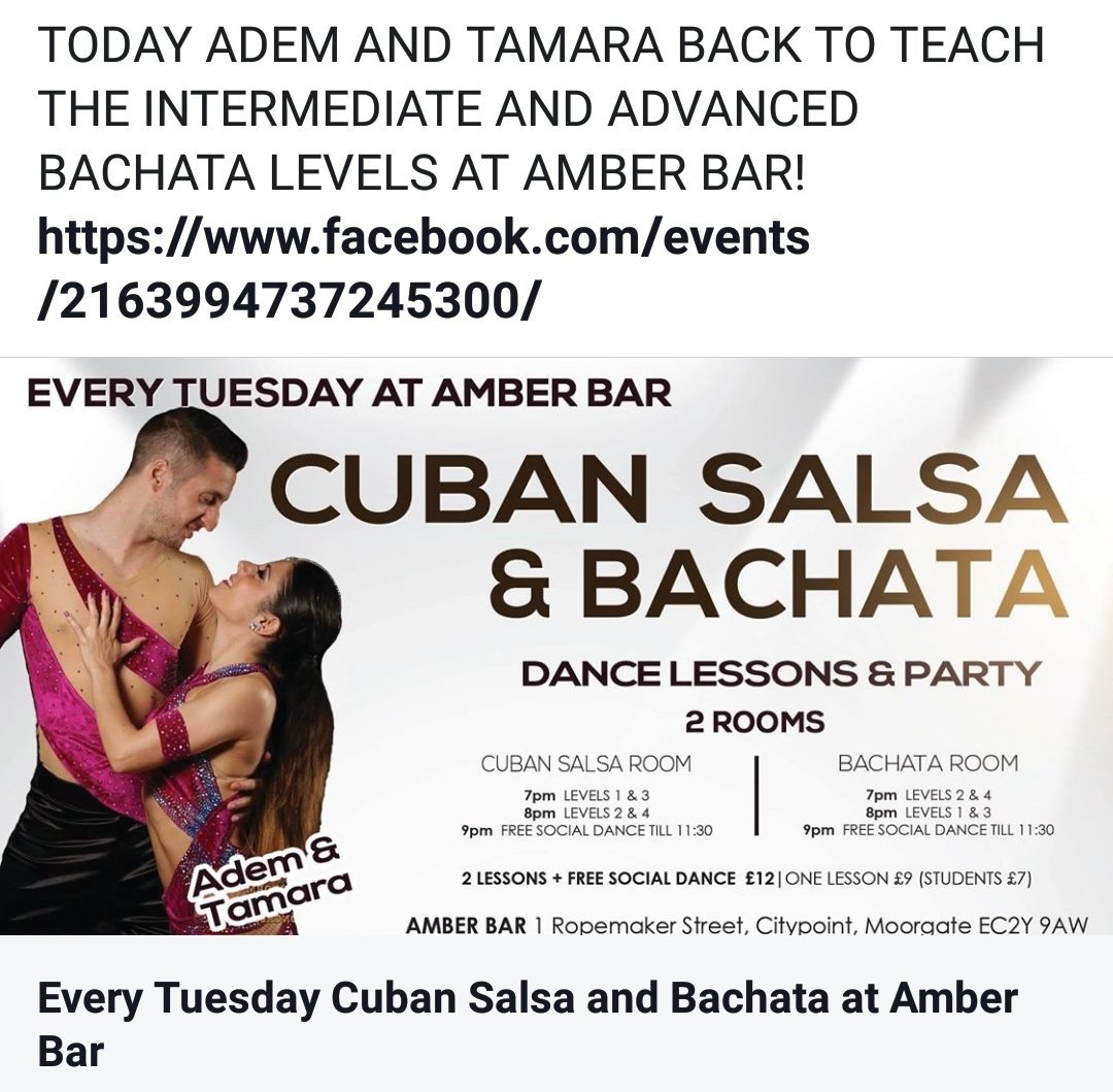 #salsa #bachata #salsateca #salsalondon #bachatalondon #salsadancing #bachatadancing
#cubansalsa #cubansalsalondon
#londoncubansalsa #londondance #danceinlondon #moorgate #liverpoolstreet #london

#happyhour