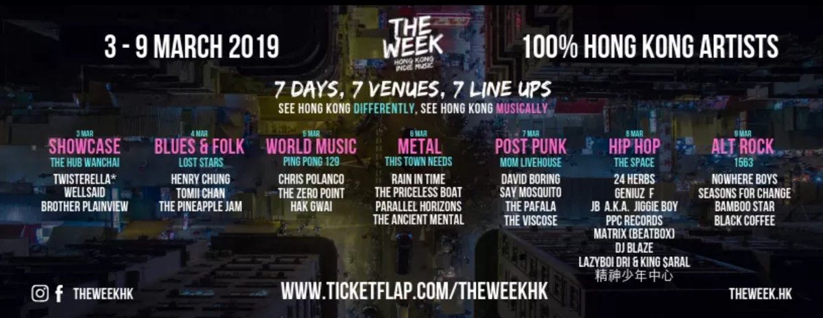 ThePafala's tweet photo. https://t.co/imaC0KbY70

❥ Post Punk Night
@TheWeekHongKong
❥ 7th March,
❥ 7:30pm
❥ MOM Livehouse
https://t.co/3rGmRGLeVC

A week of live indie music. See you at 7th with David Boring, Say Mosquito and The Viscose!!! https://t.co/31alXs4wdH