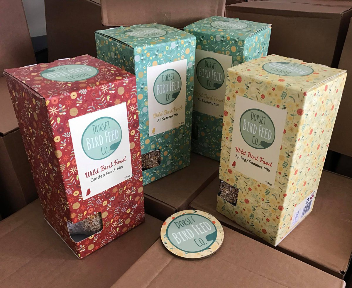 A bit of #TuesdayMotivation is seeing these colourful lot ready to be sent out. #Branding and #Packaging designed for eco friendly bird feed company, based in #Dorset