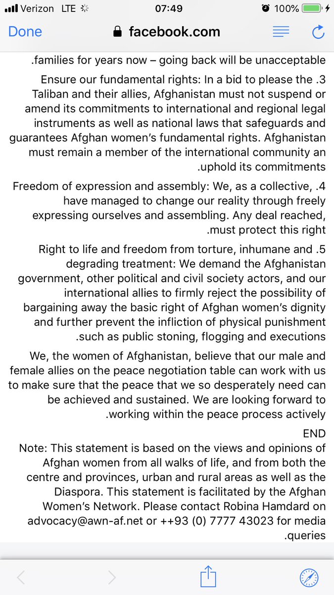 heatherbarr1's tweet photo. “Any peace deal that excludes a firm guarantee of our rights...will be absolutely unacceptable.” @US4AfghanPeace @ARG_AFG @ashrafghani 

@AWNKabul statement on women’s demands in any Afghan peace process: https://t.co/h5OGDQSJCr https://t.co/v6jMHxijqs