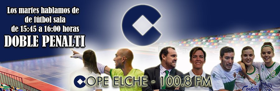 JeronimoTormo's tweet photo. 💥 ¡Hoy chutamos nuestro 'DOBLE PENALTI' de cada martes!

📻 Sintoniza en Deportes @COPEElche 100.8 FM e Internet https://t.co/HMnoHzXrkD si vives fuera de Elche. 

🔵 Tertulia con @An_Ordo y @Poveda_Oscar.
🎙️ Entrevista con @AliMCampillo.

⚽️ ¡Disfrutamos del mejor fútbol sala! https://t.co/TUUbjC7DBV