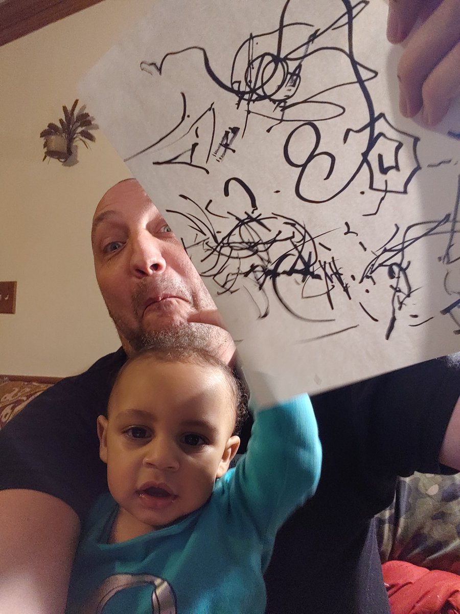 bryansilverbax's tweet photo. My grandson's first masterpiece. This is the first time he has had any pen in his hands. #babysfirst #grandson #firstdrawing #firstmasterpiece #childart #oneyearold #silverbax https://t.co/AsYmfwzTVs