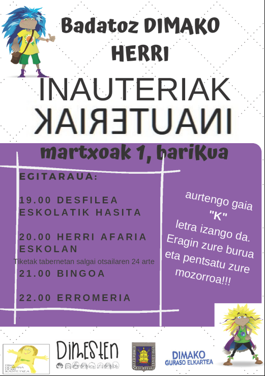 nekane_makaztui's tweet photo. #dimesten #Dima #inauteriak #dimakogurasoelkartea #dimakoudala Badatoz Dimako herri inauteriak! Aurten be prest! https://t.co/bYHSyA1oUK