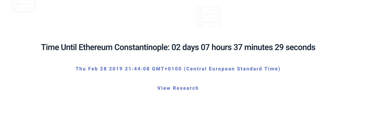 StakeCapital's tweet photo. 🎉 Ethereum Constantinople Fork Timer #ECFT is LIVE  🚀
Block #7280000 🍴It can be viewed here: https://t.co/yLJ3YnY2m9 with the research link on it🤺 We're ~15min later than what @etherscan is guessing at the moment 💣Let the best win! We bet 100DAI on @AugurProject 🎰 💰🤺 https://t.co/f8dL4Iic9J