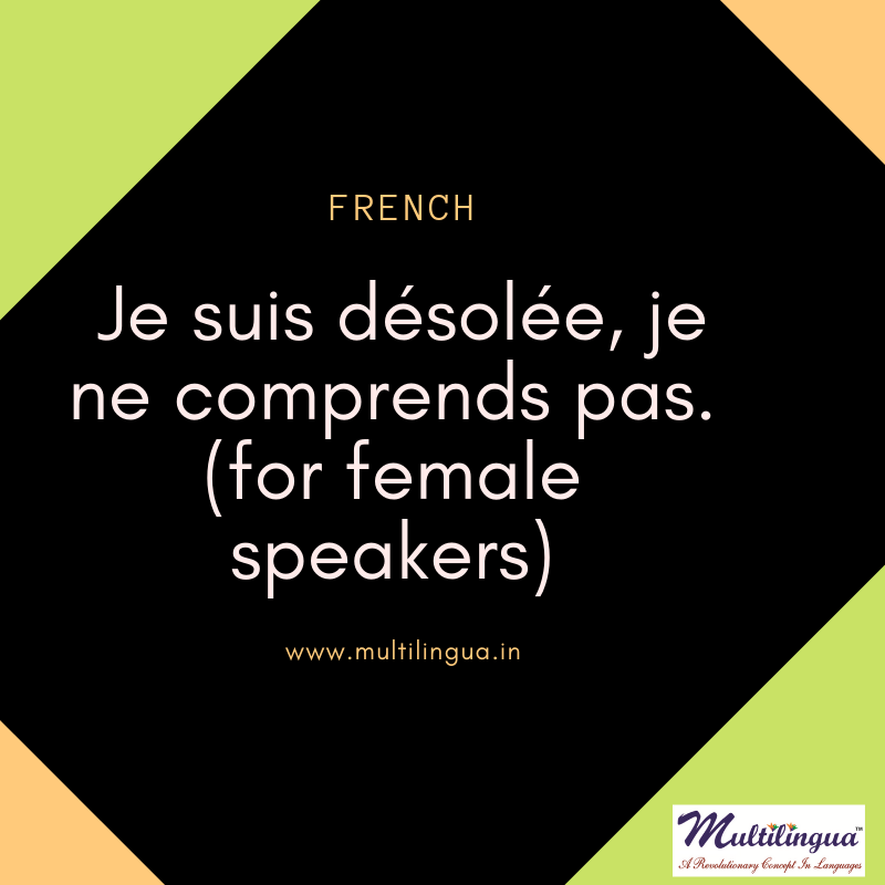 multilinguaa's tweet photo. Sorry, I Don’t Understand
#German: Entschuldigung, das verstehe ich nicht.
#French: Je suis désolé, je ne comprends pas (for male speaker)

Je suis désolée, je ne comprends pas. (for female speakers)
#Mandarin Chinese: Bù hǎoyìsi, wǒ tīng bù dǒng.
#Spanish: Lo siento, no entiendo https://t.co/8w46cgrhbT