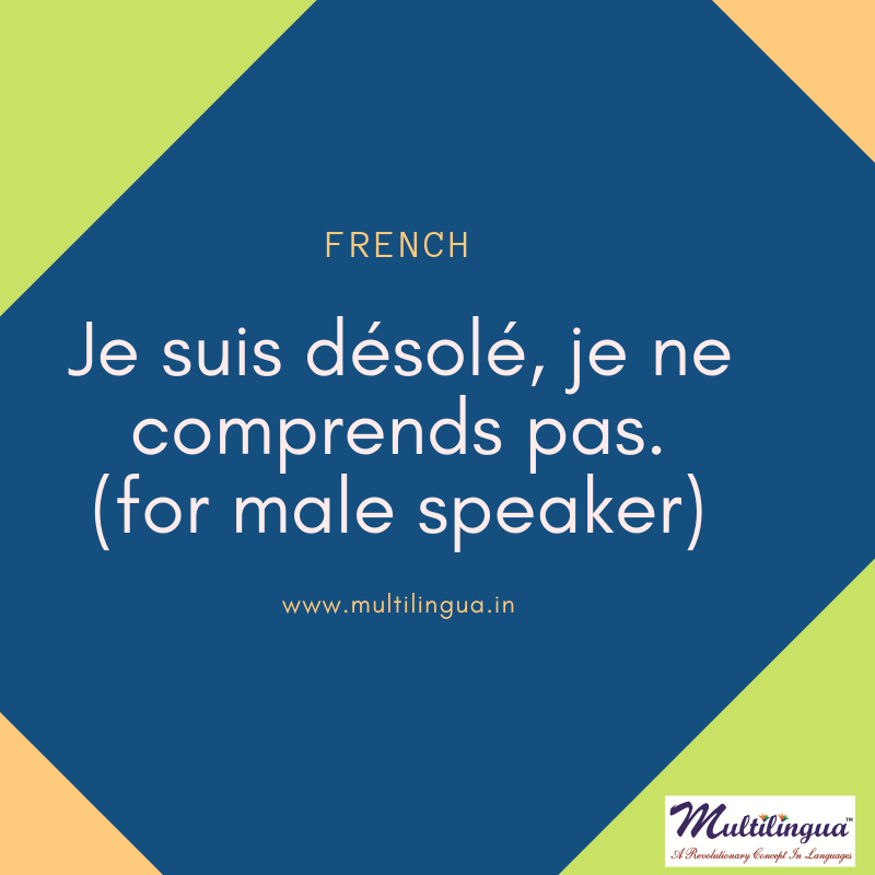 multilinguaa's tweet photo. Sorry, I Don’t Understand
#German: Entschuldigung, das verstehe ich nicht.
#French: Je suis désolé, je ne comprends pas (for male speaker)

Je suis désolée, je ne comprends pas. (for female speakers)
#Mandarin Chinese: Bù hǎoyìsi, wǒ tīng bù dǒng.
#Spanish: Lo siento, no entiendo https://t.co/8w46cgrhbT