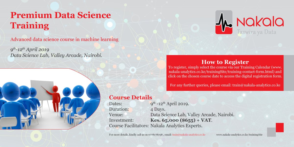 NakalaAnalytic's tweet photo. Data Science Training 9th-12 April 2019- We combine conceptual knowledge of machine learning with extensive experience of applying it to real-world data.https://t.co/qIbY7YgMrw … #BIManager #Datascience #dataanalysists #machinelearning #dataanalyticstraining #python https://t.co/oewlNQ3qND