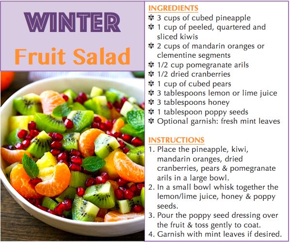 TASTY TUESDAY RECIPE! 
This delicious winter fruit salad takes the best of the season with a variety of fresh fruits, tossed in a honey citrus dressing, and will bring a little cheer to even the dullest of winter days! #heartniagara #tastytuesday #healthyrecipe