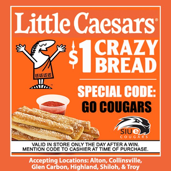 SIUECougars's tweet photo. The day after a @SIUEBaseball series can be CRAZY...if the Cougars win at least 1 game in a series you can get crazy bread for only $1!

Today is one of those days as the team picked up a win at ULM this weekend!

#BeACougar https://t.co/vMBXvkcISb