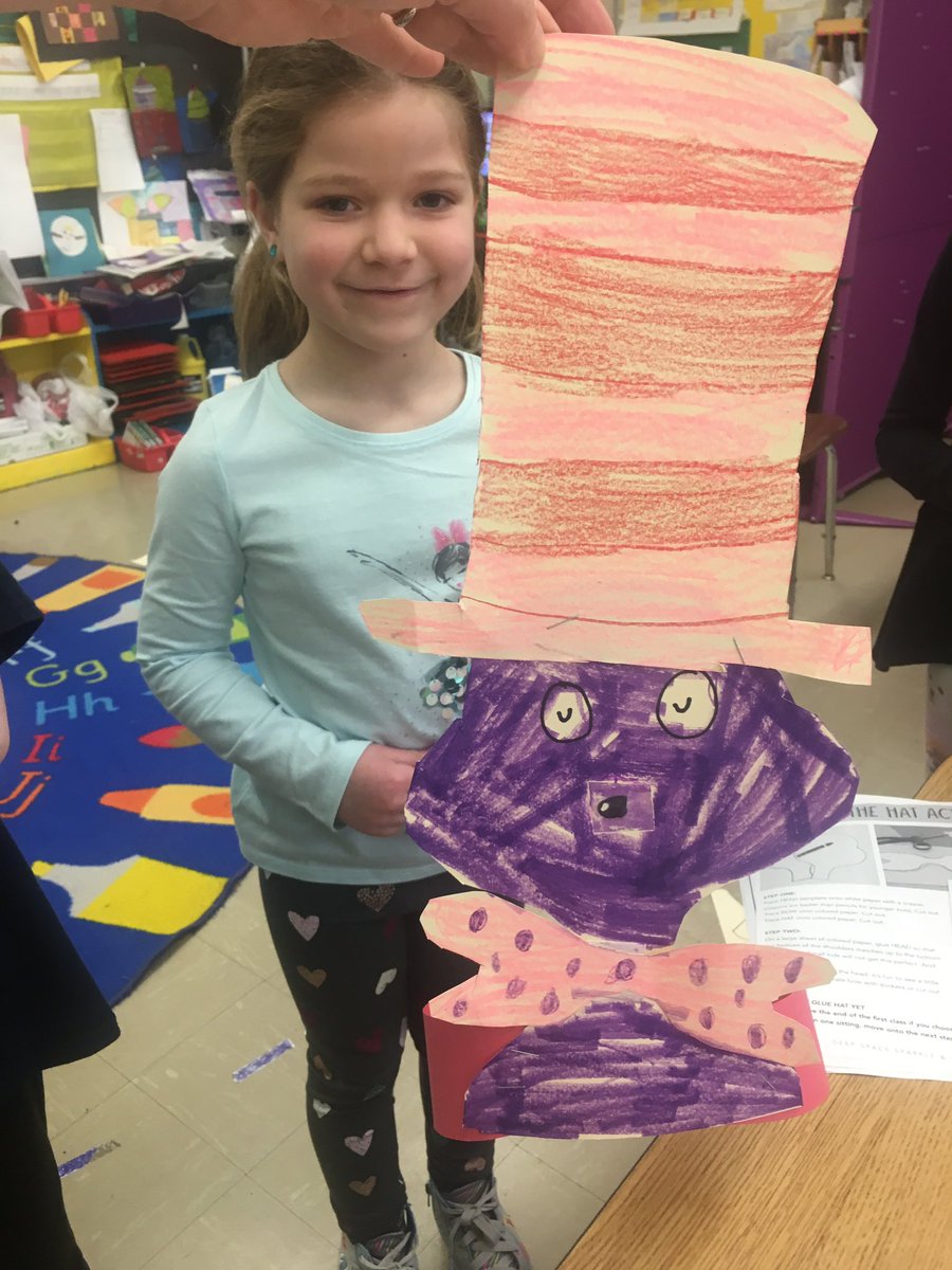 kleemock's tweet photo. 1st grade enrichment class created Dr. Seuss friends in honor of his upcoming birthday! Some of these characters became puppets where others became masks and hats! https://t.co/kOB2J9YX3t