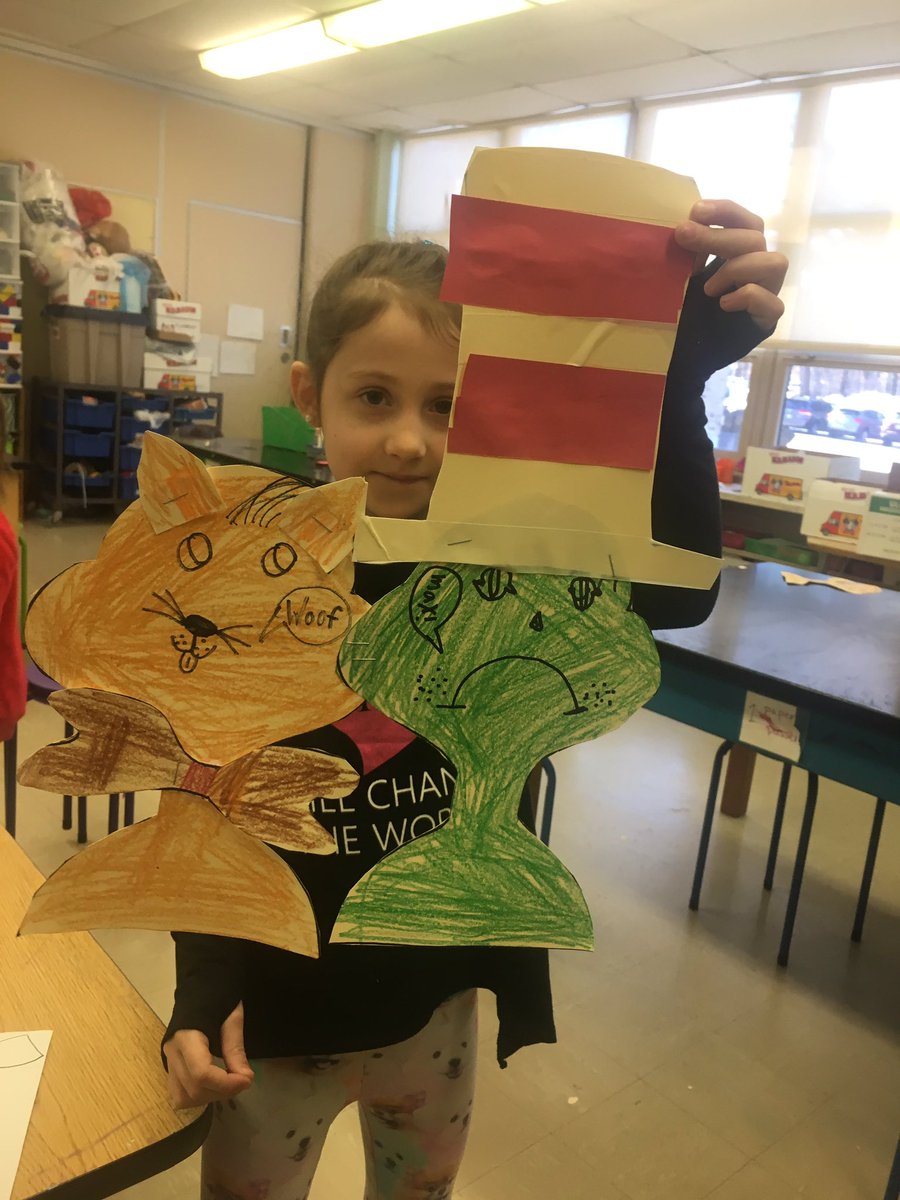 kleemock's tweet photo. 1st grade enrichment class created Dr. Seuss friends in honor of his upcoming birthday! Some of these characters became puppets where others became masks and hats! https://t.co/kOB2J9YX3t