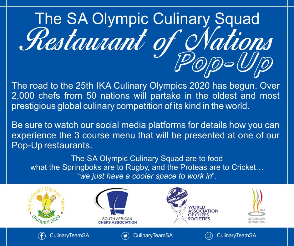 An experience not to be missed!

#RoNPopUp
#CulinaryTeamSA #TeamMasakhane 
#IamISAChef