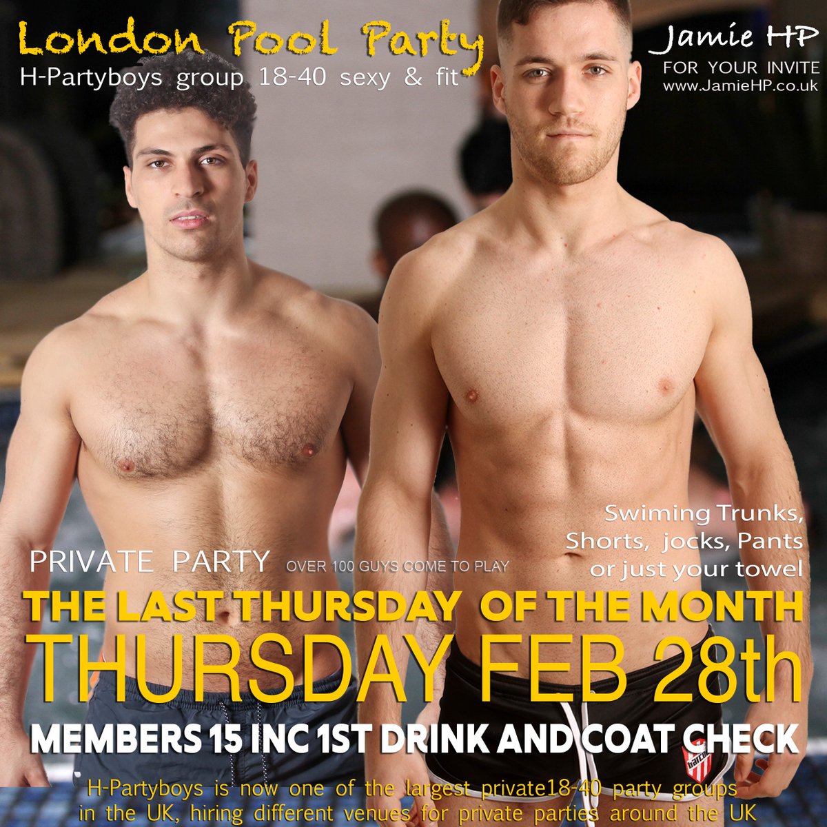 jamiehpevents's tweet photo. Yr INVITE 4 THIS THURSDAY'S PRIVTE POOL PARTY  28 FEB - https://t.co/Du1uH8c2i5 https://t.co/ySCsNoa708