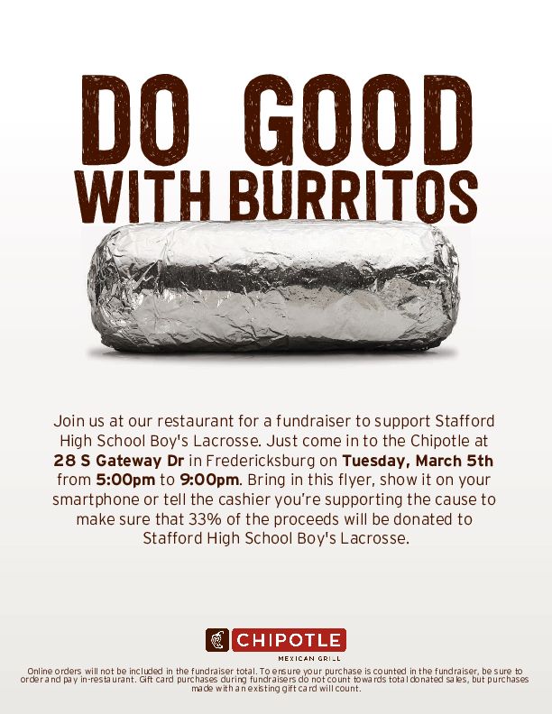 Come out and support <a href="/SHSIndiansBLax/">SHS Boys Lax</a> on Tuesday March 5th from 5-9:00pm #tribepride <a href="/SHSIndianNation/">SHSIndians Athletics</a> <a href="/shstribepride/">Stafford High School</a>