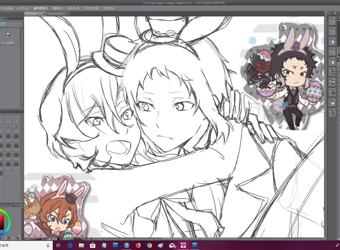 結局イースターはあくちゅと新旧双黒の2枚描くことにするう～～～ 