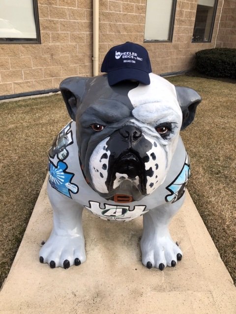WheelerFleet's tweet photo. WBI met w/ Advanced Disposal in Batavia, IL this week. WBI has many OE and Aftermarket parts for refuse vehicles. This sentinel bulldog barks out reminders to recycle! Did you know it takes ONE plastic bottle up to 1,000 years to degrade in a landfill? #recycle #AdvancedDisposal https://t.co/bEAEWyOgiq