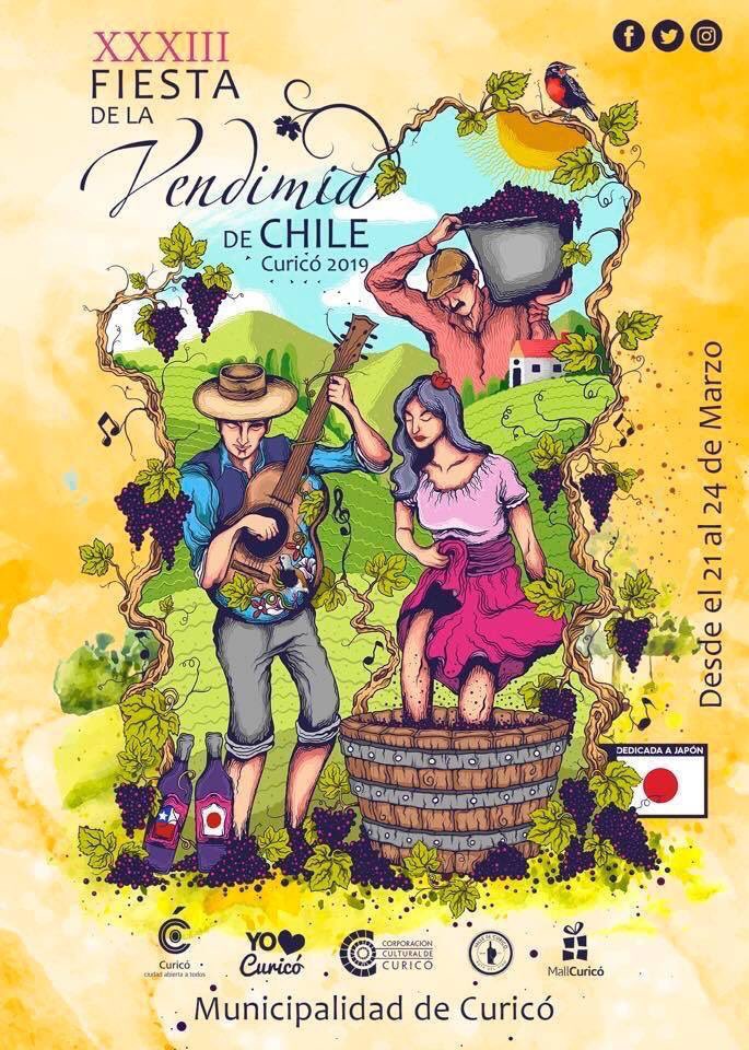 ¡Ya queda menos para que celebremos en grande a la #cosecha2019! 🍇🍇🍷🍷 Se viene nuestra esperada #FiestadelaVendimiadeChile #ValledeCuricó desde el 21 al 24 de Marzo, dedicada a Japón.
.
#EnoDestinoCuricó  #winelovers #chileanwine #verano2019 #Vendimia2019 #Curicó