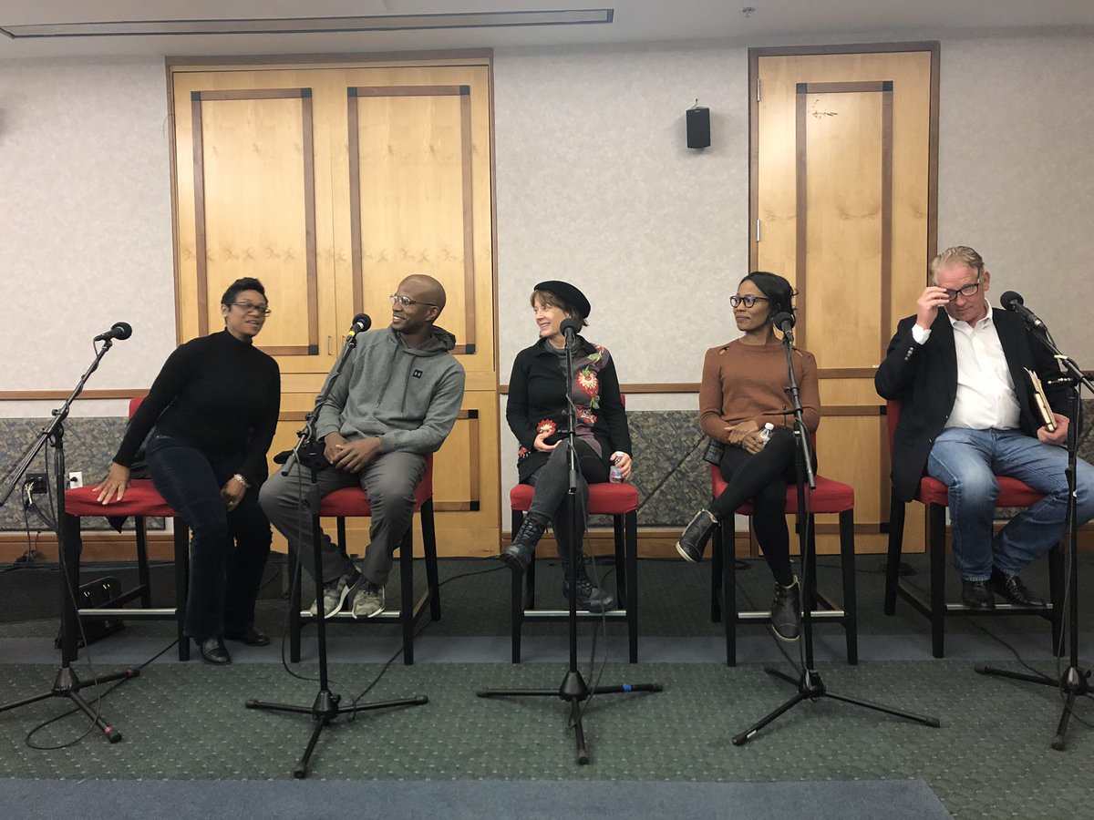 Amy_Kiley's tweet photo. I realized I forgot to to tweet this Saturday night. Congrats to @KalebaPlz, @SeanPowersGPB and  @TheCreditsPod on a great panel about diversity and inclusivity in the film industry! The woman sitting farthest to the right is the stunt double for #Michonne on #TWD! https://t.co/8YVl6KHEwH