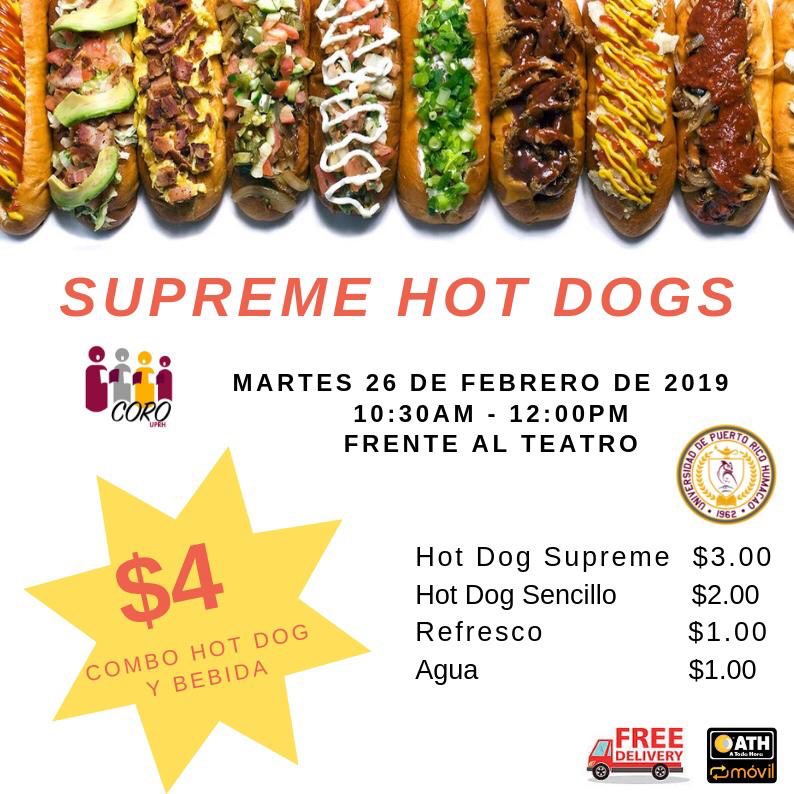 corouprh's tweet photo. Esto es hoy!! LLEGA 10:30-12pm frente al Teatro 🌭 https://t.co/MGnlWiCdTJ