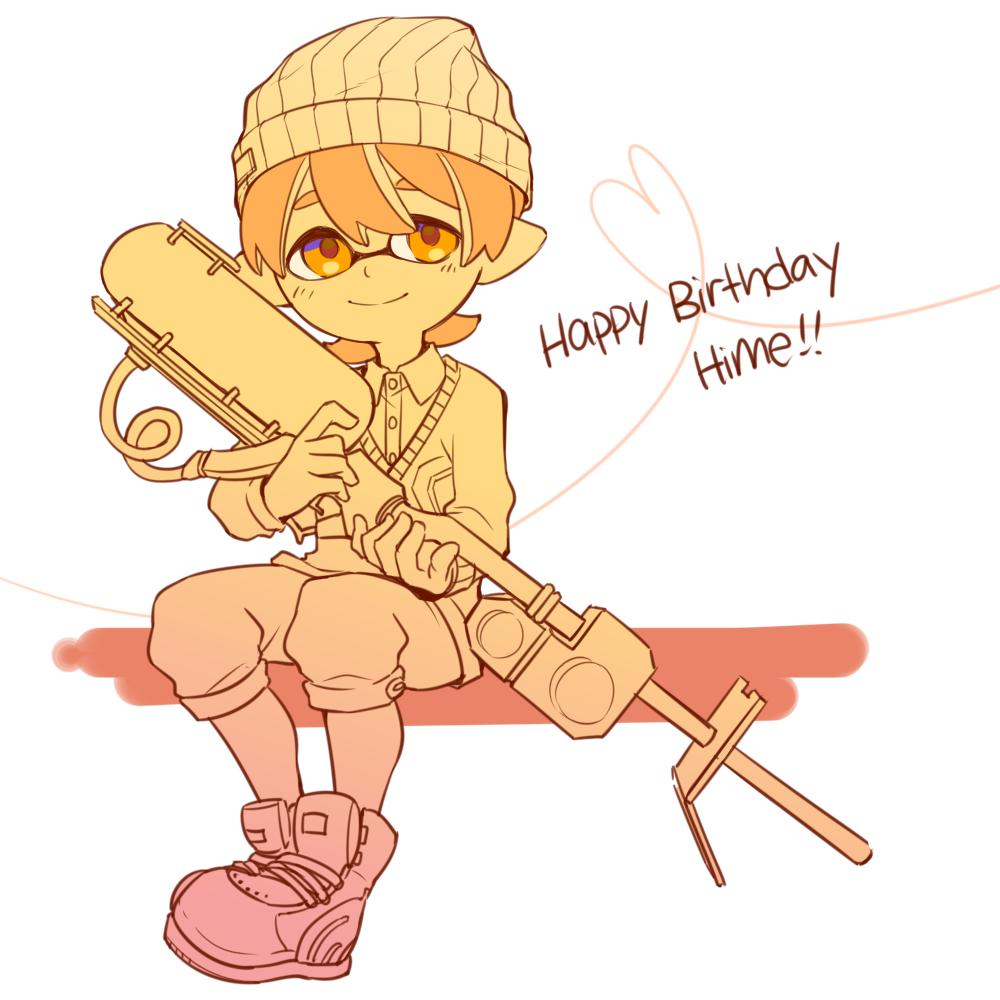 yuzu_mckc's tweet photo. So today's @mongcha_cha birthday and I barely managed to rush this out TvT)//
I squid-fied her OC Caell, wow look at the hand-drawn quality of that weapon omg forgive me hime (and all them e4k mains out there)

psst she's an amazing artist, check her out >>> @hikca https://t.co/wKmqpw5Agq