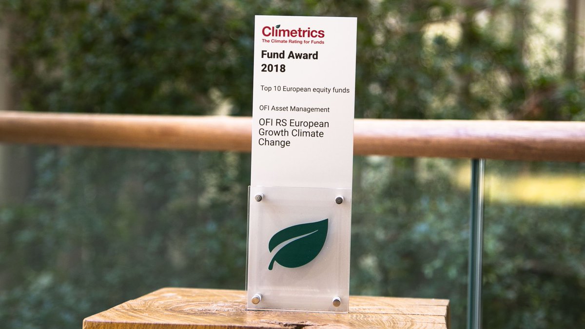 Notre fonds climat s'est distingué comme faisant partie des 10 fonds actions européennes ayant obtenu le meilleur score attribué par @CliMetrics . 'OFI RS European Growth Climate Change' récompensé par les #CDPawards bit.ly/2EoEijF