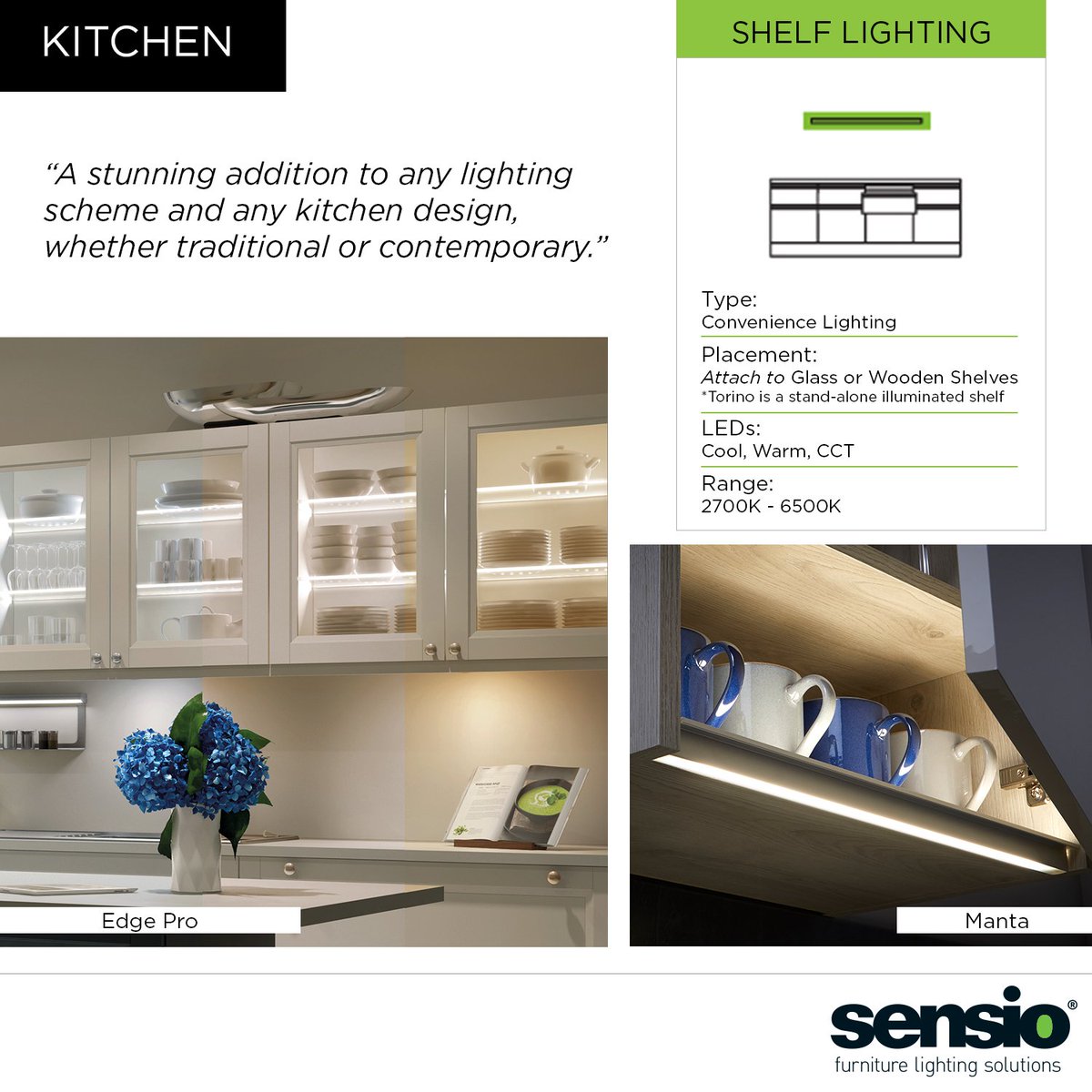 Sensio_Ltd's tweet image. Brighten your kitchen effectively.... 💡

Shelf lighting provides the ultimate convenience lighting for illuminating your cupboard interiors or utensils, whilst adding depth and enhancing the mood!

See the range here: sensio.co.uk/kitchen-lighti…

#LightUp