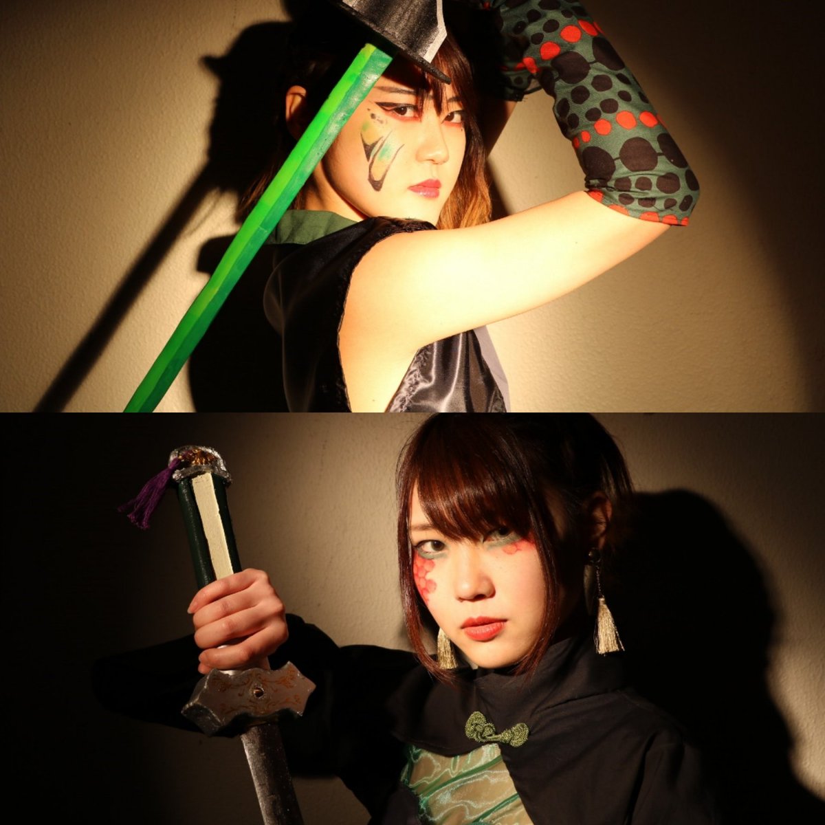 関西大学演劇研究部 学園座 على تويتر ちょい見せ 学園座版 西遊記 は 黒モンキーと赤モンキーに別れています 役者はもちろん 演出や衣装 小道具 全てが違うんです 今回は衣装に包まれた役者をちょい見せ 上下なんと同じ役 ２つとも見て 違いを