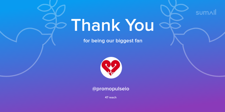 Our biggest fans this week: @promopulseio. Thank you! via sumall.com/thankyou?utm_s…