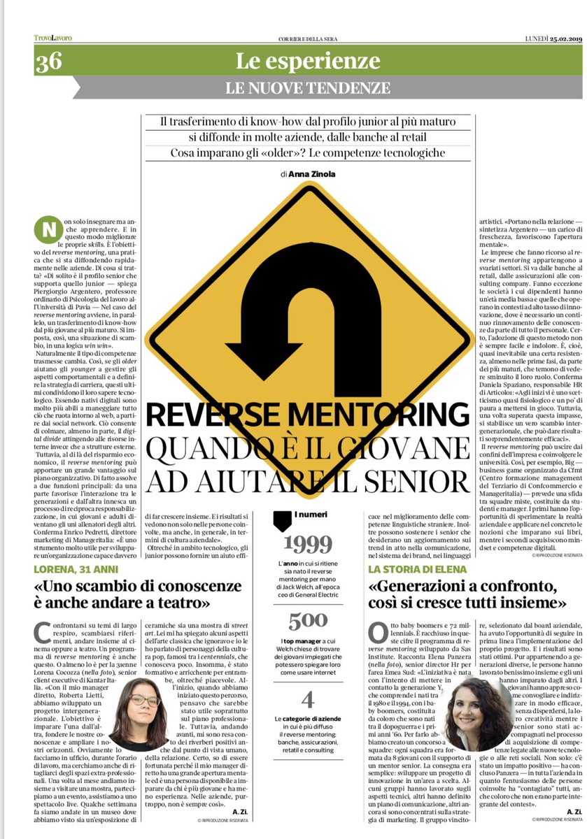Reverse #Mentoring oltre tecnologia c’è molto di + Non ancoriamoci a anagrafe o altro è scambio #knowHow e molto + Facciamolo crescere e diventare uno dei perni di #organizzazione collaborazione del nuovo #lavoro #agile anche mentale che serve x crescita. #economia #minset