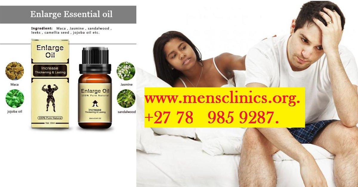 MEN'S CLINIC. 
US E OF NATURAL MEDICINE. OIL AND CREAMS FOR PERMANENT RESULTS. 
ALL MALES SEXUAL HEALTH PROBLEMS LIKE;  
PENIS ENLARGEMENT,
WEAK ERECTION, 
EARLY EJACULATION +27 78 985 9287.