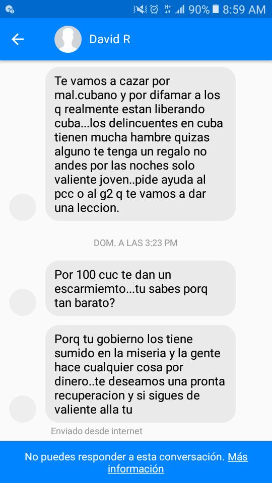 rpalmero1's tweet photo. La aplastante victoria demuestra el verdadero rostro y el bajísimo nivel del enemigo. Aquí una muestra de los "piropos"😅😅 que he recibido.
Les respondo como nuestro Raúl el 1ro de enero: "¡ Estamos curados de espanto!"

@FeuCuba @UJCuba @SecUJCuba @DiazCanelB @FidelistaPS https://t.co/kolSDSrGd2