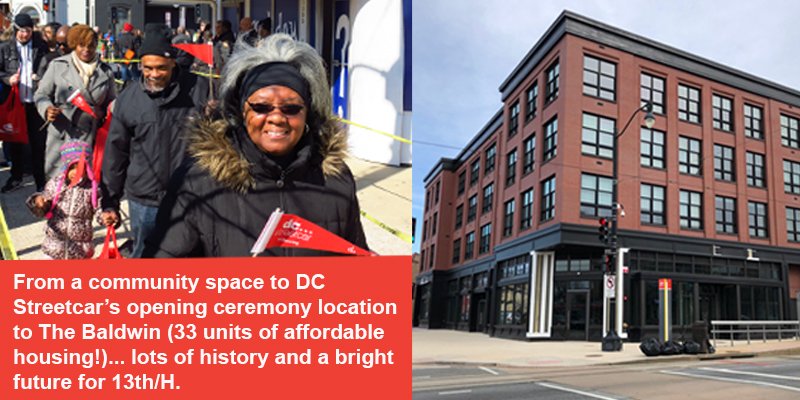 We've got a #TransformationTuesday for you: our opening ceremony location three years ago at 13th/H... now <a href="/TheBaldwinDC/">TheBaldwinDC</a>! This corner has a great legacy as a community space, and we offer a big welcome to our newest neighbors. #DCstreetcarTurnsThree