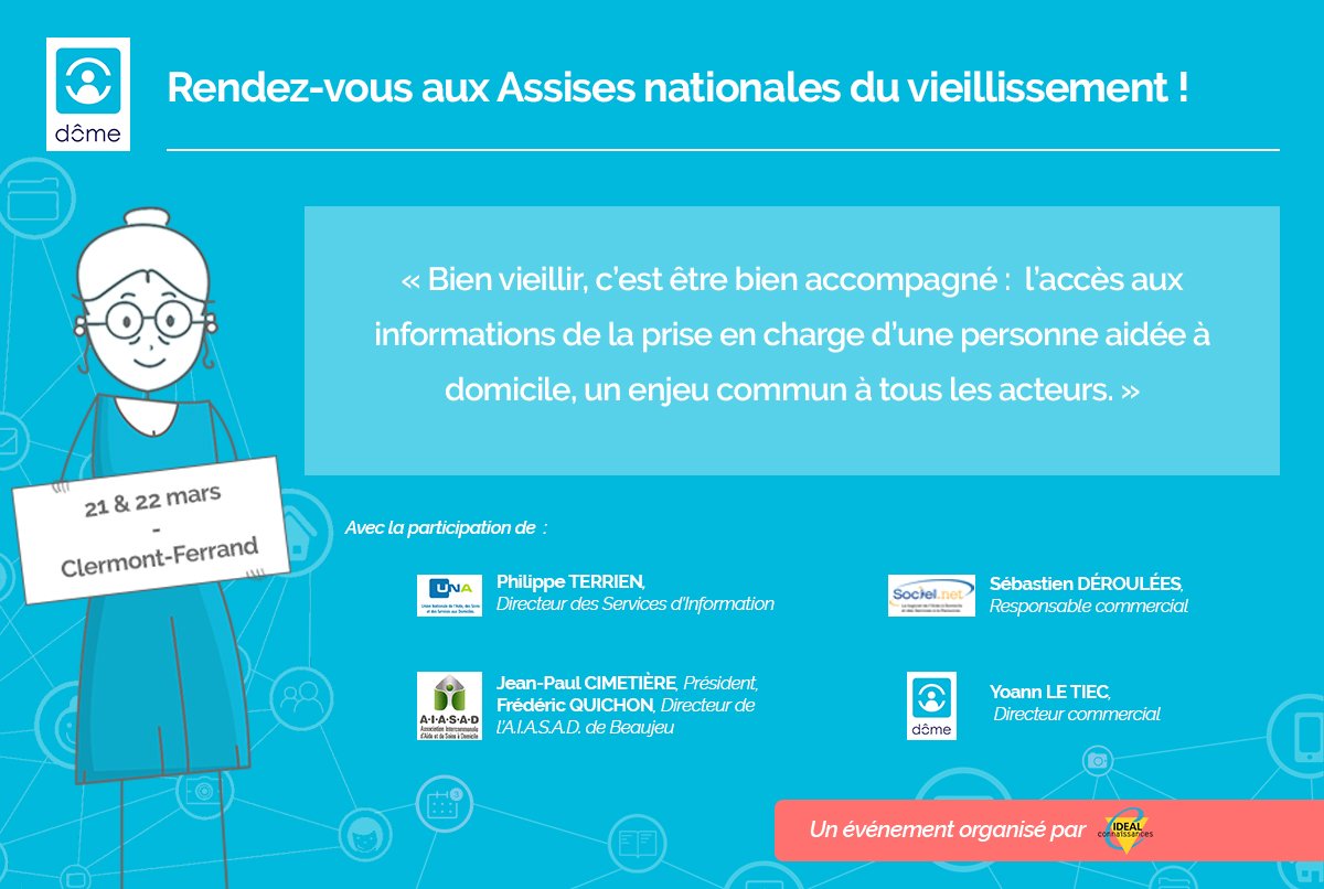 DomeOfficiel's tweet photo. 22 mars : Dôme animera un atelier aux #ANV organisées par @IDEAL_Co !
"#Bienvieillir, c'est être bien accompagné : l'accès aux informations de la #priseencharge d'une personne aidée à #domicile, un enjeu commun à tous les acteurs."
Avec @UNAdomicile, AIASAD beaujeu et Odéale ! https://t.co/needWRn49y