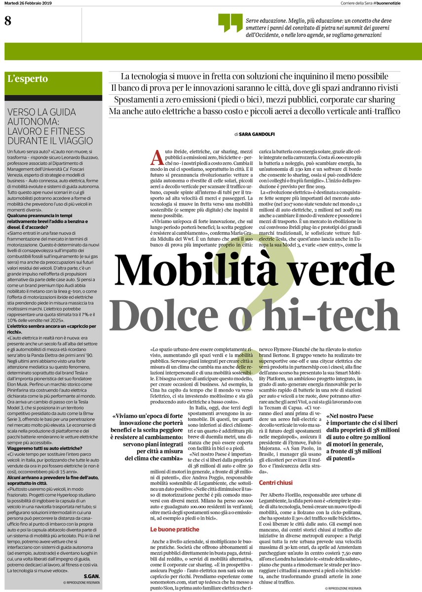Legambiente's tweet photo. Spostamenti a zero emissioni (piedi o bici), mezzi pubblici, corporate car sharing: la tecnologia si muove in fretta con soluzioni che inquinino il meno possibile. Su @CorriereBN di oggi lo speciale su #mobilitàsostenibile #zeroemissioni https://t.co/u62aHHC63c